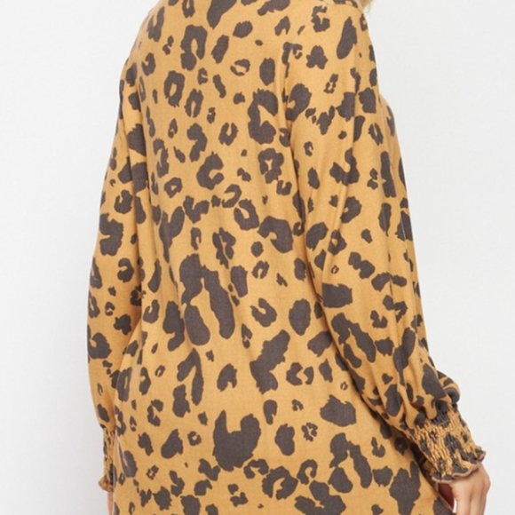 HoneyMe Leopard Gabby Smocked Long Sleeve - Picture 3 of 4